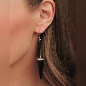Black Onyx Spike Dangle Earrings